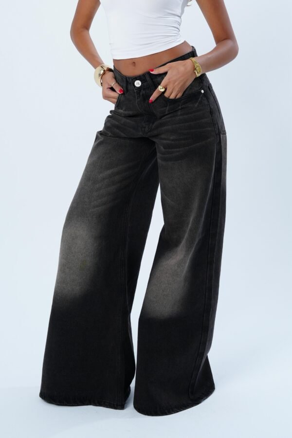 EXTRA WIDE LEG BLACK DENIM