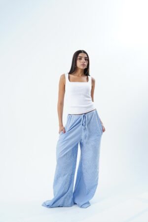 STRIPPED WIDE LEG PANTS