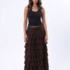 THE Brown Ruffle Maxi skirt