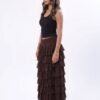 THE Brown Ruffle Maxi skirt