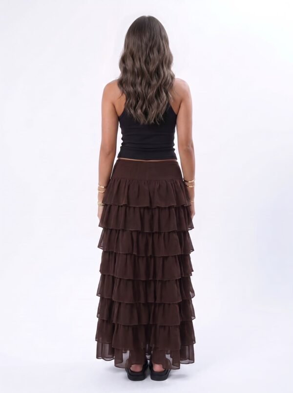 THE Brown Ruffle Maxi skirt