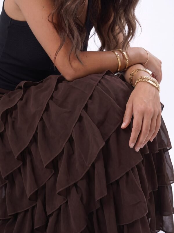 THE Brown Ruffle Maxi skirt